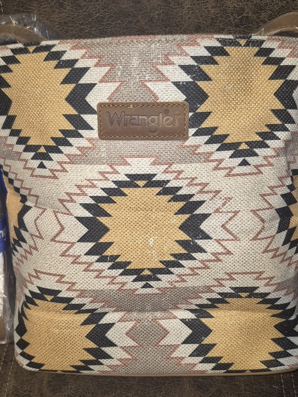 Wrangler Southwestern Pattern Canvas Tote in Mustard and Black